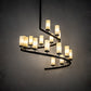 Meyda Lighting French Horn 60" 17-Light Oil Rubbed Bronze Chandelier With Creme Carrara Idalight Shade