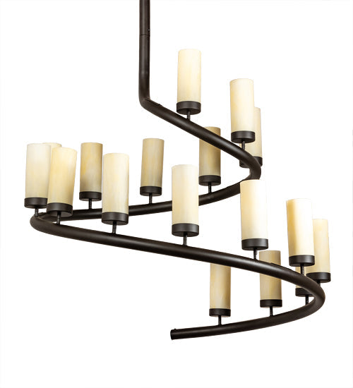 Meyda Lighting French Horn 60" 17-Light Oil Rubbed Bronze Chandelier With Creme Carrara Idalight Shade