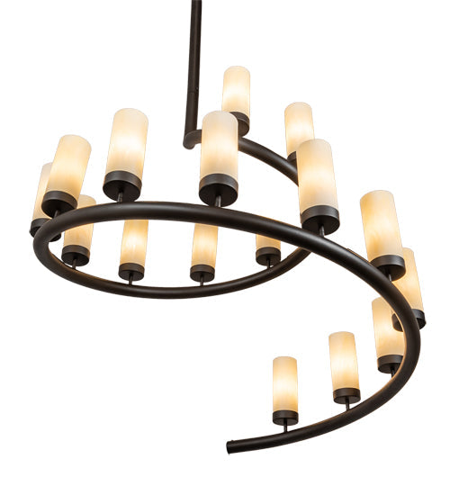 Meyda Lighting French Horn 60" 17-Light Oil Rubbed Bronze Chandelier With Creme Carrara Idalight Shade