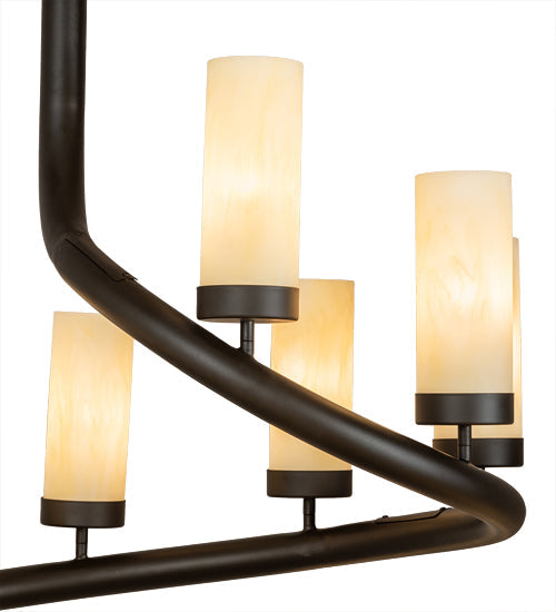 Meyda Lighting French Horn 60" 17-Light Oil Rubbed Bronze Chandelier With Creme Carrara Idalight Shade