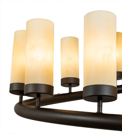 Meyda Lighting French Horn 60" 17-Light Oil Rubbed Bronze Chandelier With Creme Carrara Idalight Shade