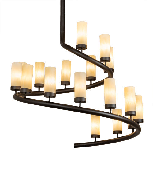 Meyda Lighting French Horn 60" 17-Light Oil Rubbed Bronze Chandelier With Creme Carrara Idalight Shade