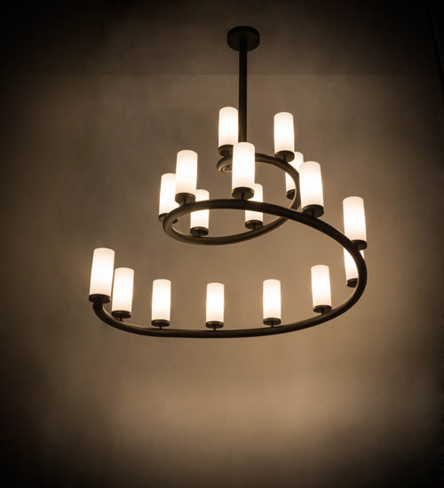 Meyda Lighting French Horn 60" 17-Light Oil Rubbed Bronze Chandelier With White Statuario Idalight Shade Glass