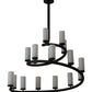Meyda Lighting French Horn 60" 17-Light Oil Rubbed Bronze Chandelier With White Statuario Idalight Shade Glass