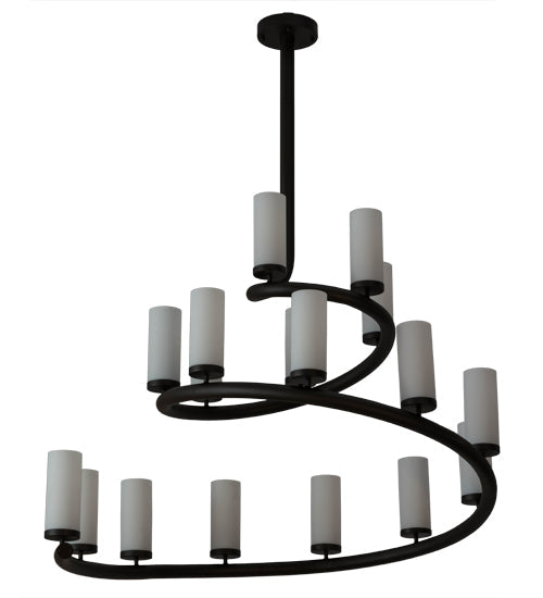 Meyda Lighting French Horn 60" 17-Light Oil Rubbed Bronze Chandelier With White Statuario Idalight Shade Glass