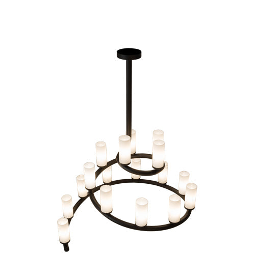 Meyda Lighting French Horn 60" 17-Light Oil Rubbed Bronze Chandelier With White Statuario Idalight Shade Glass