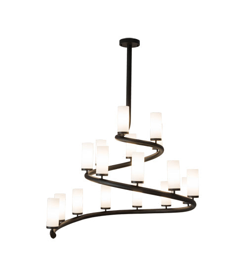 Meyda Lighting French Horn 60" 17-Light Oil Rubbed Bronze Chandelier With White Statuario Idalight Shade Glass