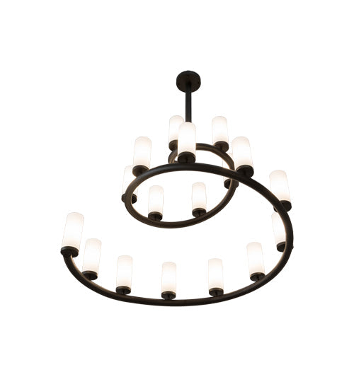 Meyda Lighting French Horn 60" 17-Light Oil Rubbed Bronze Chandelier With White Statuario Idalight Shade Glass
