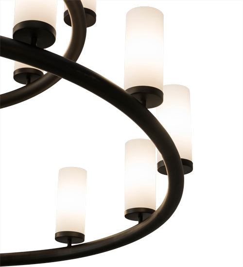 Meyda Lighting French Horn 60" 17-Light Oil Rubbed Bronze Chandelier With White Statuario Idalight Shade Glass