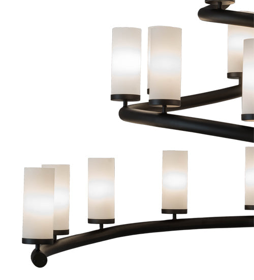 Meyda Lighting French Horn 60" 17-Light Oil Rubbed Bronze Chandelier With White Statuario Idalight Shade Glass