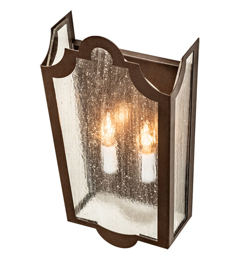 Meyda Lighting French Market 9" 2-Light Cafe Noir Wall Sconce With Clear Seeded Shade Glass