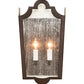 Meyda Lighting French Market 9" 2-Light Cafe Noir Wall Sconce With Clear Seeded Shade Glass