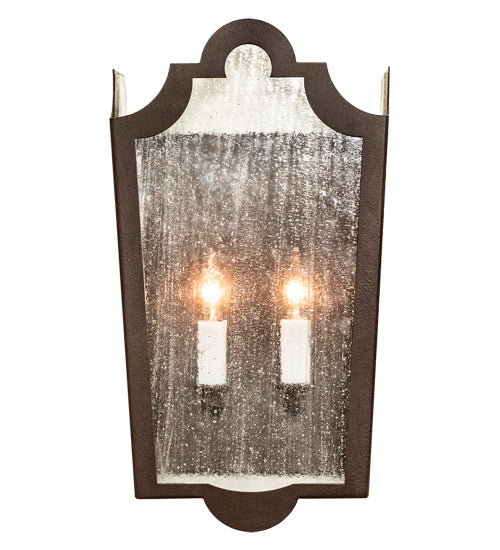 Meyda Lighting French Market 9" 2-Light Cafe Noir Wall Sconce With Clear Seeded Shade Glass