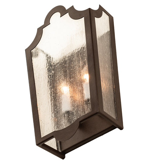 Meyda Lighting French Market 9" 2-Light Cafe Noir Wall Sconce With Clear Seeded Shade Glass