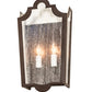 Meyda Lighting French Market 9" 2-Light Cafe Noir Wall Sconce With Clear Seeded Shade Glass