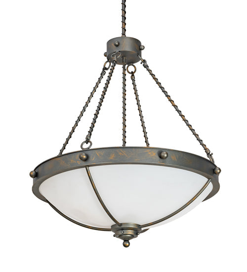 Meyda Lighting Freya 212100 27" 5-Light French Bronze Pendant Light With White Statuario Idalight Shade