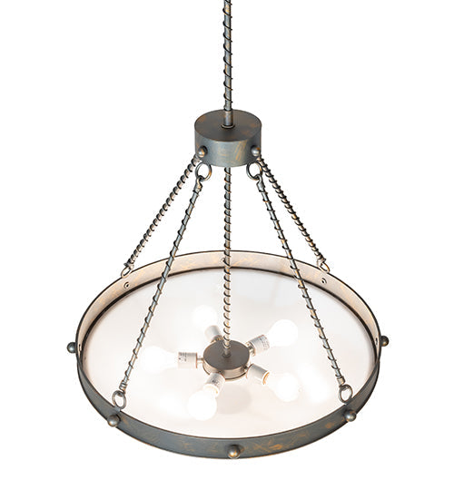 Meyda Lighting Freya 212100 27" 5-Light French Bronze Pendant Light With White Statuario Idalight Shade
