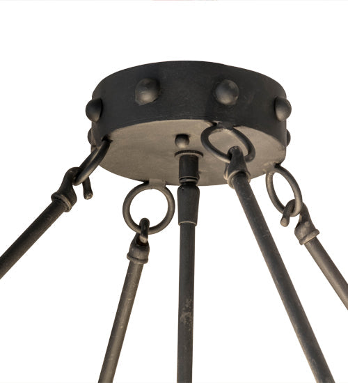 Meyda Lighting Freya 24" 3-Light Costello Black Semi-flush Mount Ceiling Light With Beige Hailstone Idalight Shade