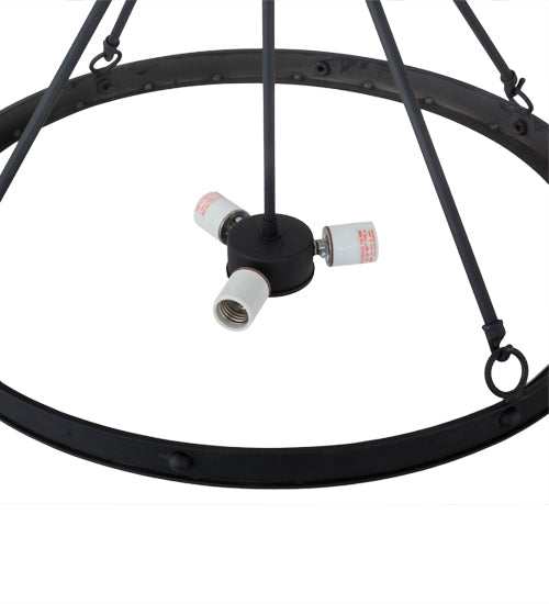 Meyda Lighting Freya 24" 3-Light Costello Black Semi-flush Mount Ceiling Light With Beige Hailstone Idalight Shade