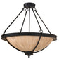 Meyda Lighting Freya 24" 3-Light Costello Black Semi-flush Mount Ceiling Light With Beige Hailstone Idalight Shade