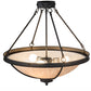 Meyda Lighting Freya 24" 3-Light Costello Black Semi-flush Mount Ceiling Light With Beige Hailstone Idalight Shade