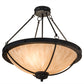 Meyda Lighting Freya 24" 3-Light Costello Black Semi-flush Mount Ceiling Light With Beige Hailstone Idalight Shade