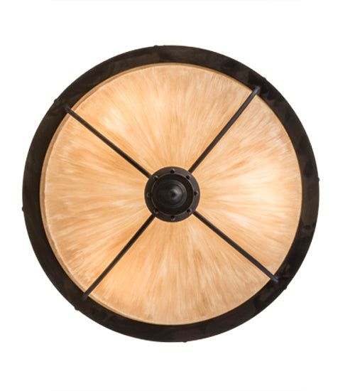 Meyda Lighting Freya 24" 3-Light Costello Black Semi-flush Mount Ceiling Light With Beige Hailstone Idalight Shade
