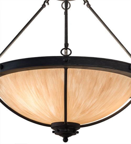 Meyda Lighting Freya 24" 3-Light Costello Black Semi-flush Mount Ceiling Light With Beige Hailstone Idalight Shade