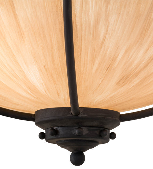 Meyda Lighting Freya 24" 3-Light Costello Black Semi-flush Mount Ceiling Light With Beige Hailstone Idalight Shade