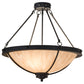 Meyda Lighting Freya 24" 3-Light Costello Black Semi-flush Mount Ceiling Light With Beige Hailstone Idalight Shade