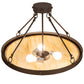 Meyda Lighting Freya 24" 3-Light Wrought Iron Semi-flush Mount Light With Beige Travertine Idalight Shade