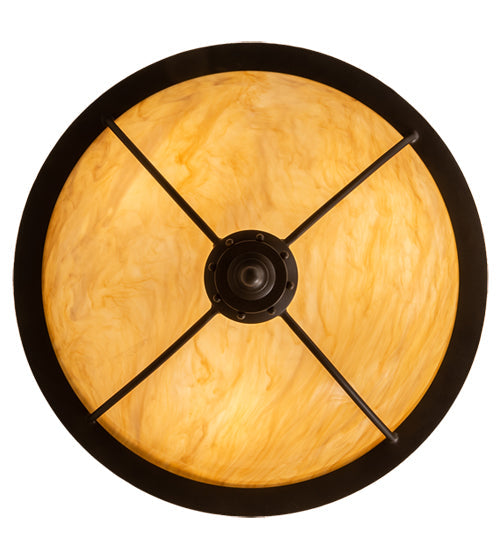 Meyda Lighting Freya 24" 3-Light Wrought Iron Semi-flush Mount Light With Beige Travertine Idalight Shade
