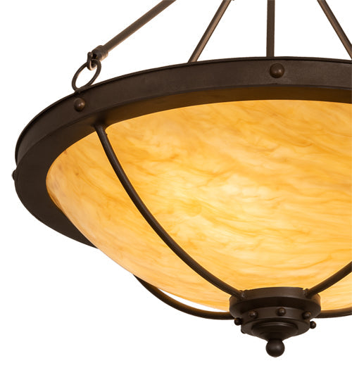 Meyda Lighting Freya 24" 3-Light Wrought Iron Semi-flush Mount Light With Beige Travertine Idalight Shade