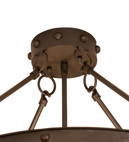 Meyda Lighting Freya 24" 3-Light Wrought Iron Semi-flush Mount Light With Beige Travertine Idalight Shade