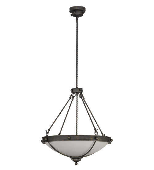 Meyda Lighting Freya 27" 5-Light French Bronze Pendant Light With White Statuario Idalight Shade Glass
