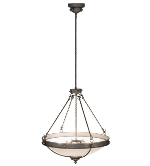 Meyda Lighting Freya 27" 5-Light French Bronze Pendant Light With White Statuario Idalight Shade Glass