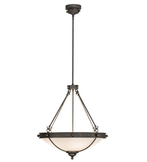 Meyda Lighting Freya 27" 5-Light French Bronze Pendant Light With White Statuario Idalight Shade Glass