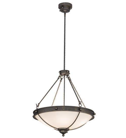 Meyda Lighting Freya 27" 5-Light French Bronze Pendant Light With White Statuario Idalight Shade Glass