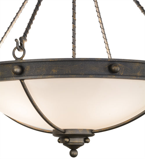 Meyda Lighting Freya 27" 5-Light French Bronze Pendant Light With White Statuario Idalight Shade Glass