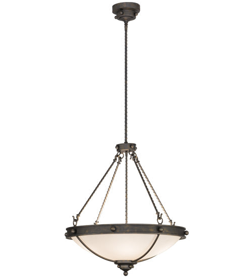 Meyda Lighting Freya 27" 5-Light French Bronze Pendant Light With White Statuario Idalight Shade Glass