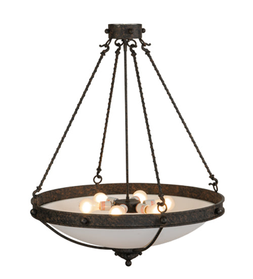 Meyda Lighting Freya 30" 6-Light Coffee Bean Semi-flush Mount Ceiling Light With Beige Statuario Idalight Shade Glass