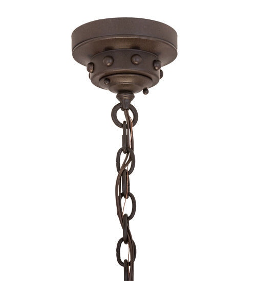 Meyda Lighting Freya 36" 10-Light Cafe Noir Chandelier With White Linen Textrene & Travertine Idalight Shade Glass