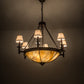 Meyda Lighting Freya 36" 10-Light Cafe Noir Chandelier With White Linen Textrene & Travertine Idalight Shade Glass