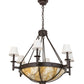 Meyda Lighting Freya 36" 10-Light Cafe Noir Chandelier With White Linen Textrene & Travertine Idalight Shade Glass