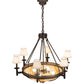 Meyda Lighting Freya 36" 10-Light Cafe Noir Chandelier With White Linen Textrene & Travertine Idalight Shade Glass