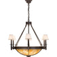 Meyda Lighting Freya 36" 10-Light Cafe Noir Chandelier With White Linen Textrene & Travertine Idalight Shade Glass