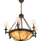 Meyda Lighting Freya 36" 10-Light Cafe Noir Chandelier With White Linen Textrene & Travertine Idalight Shade Glass