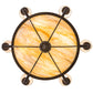 Meyda Lighting Freya 36" 10-Light Cafe Noir Chandelier With White Linen Textrene & Travertine Idalight Shade Glass