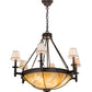 Meyda Lighting Freya 36" 10-Light Cafe Noir Chandelier With White Linen Textrene & Travertine Idalight Shade Glass
