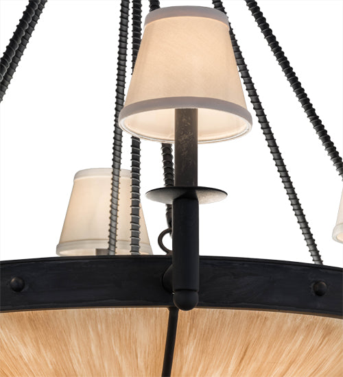 Meyda Lighting Freya 37" 10-Light Costello Black Chandelier With Fleshtone Idalight And Eggshell Textrene Shade